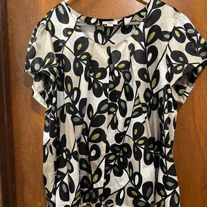 Cato Black and Green Leaf Print Women's Blouse